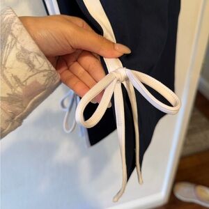 Navy and White Bow Detail sweatpants